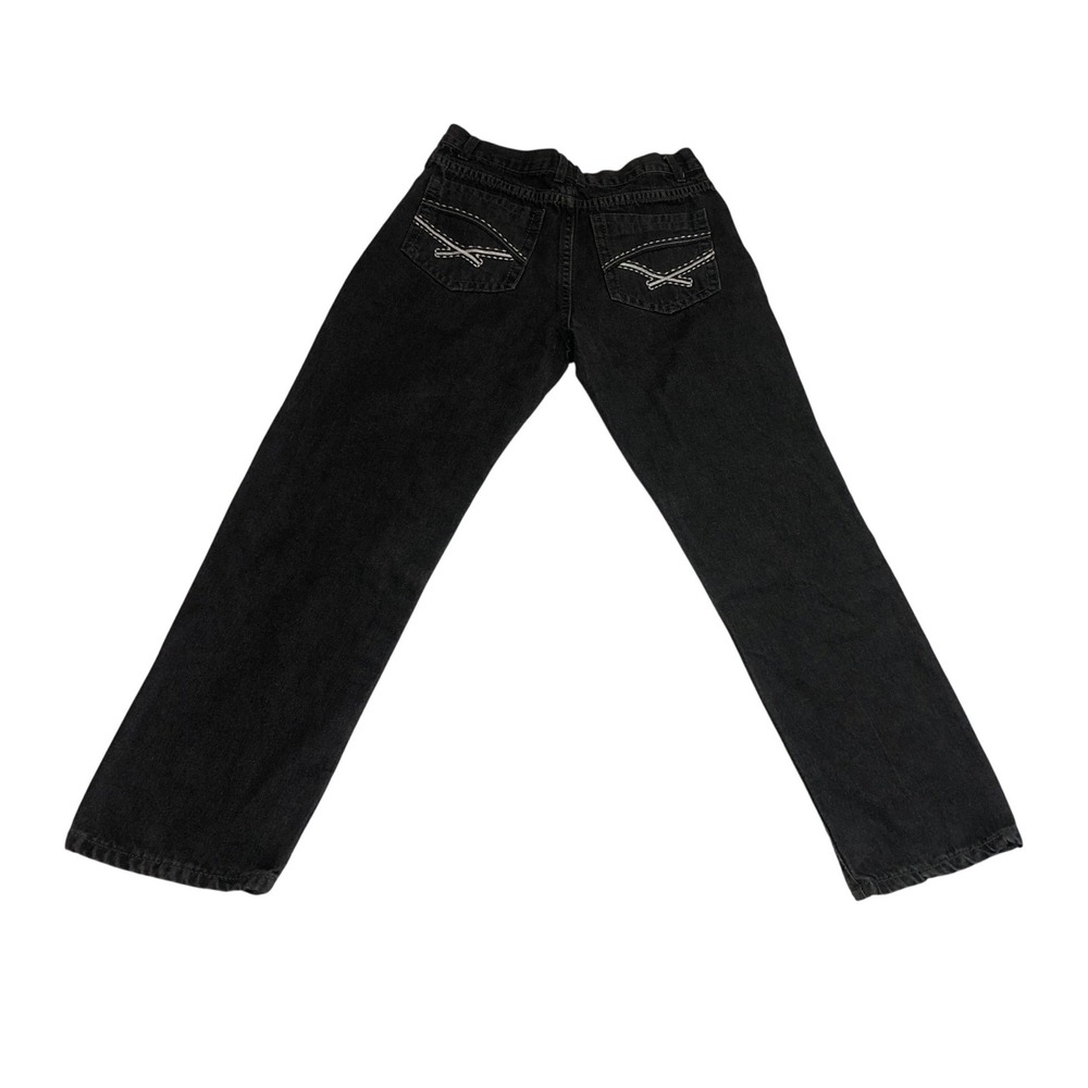 Indigo People Mens Black Straight Leg Denim Jeans Embroidered Pockets 34x30 - Picture 8 of 9